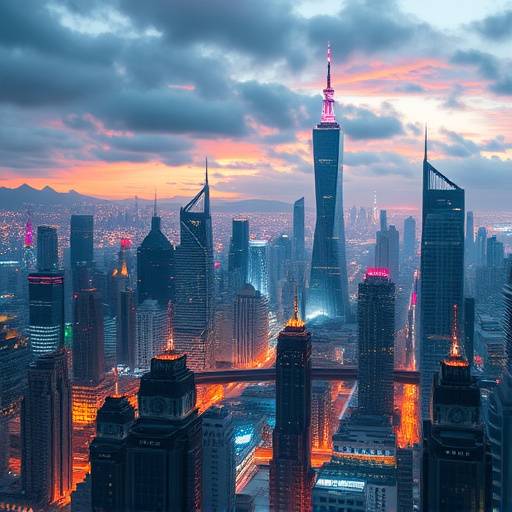 Screenshot from CityscapeTycoon showcasing a thriving futuristic city skyline.