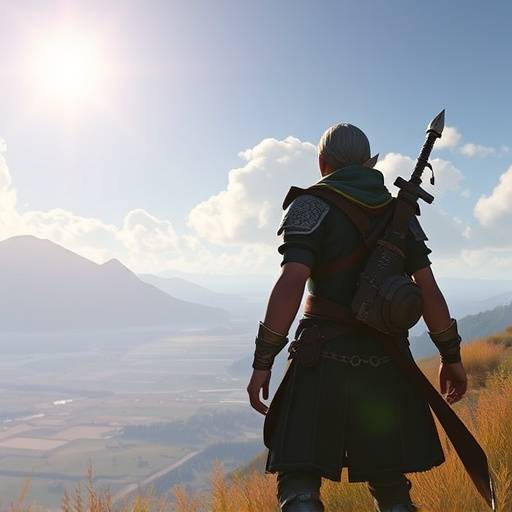 Screenshot from Eldoria Chronicles featuring a character exploring a vast open world.