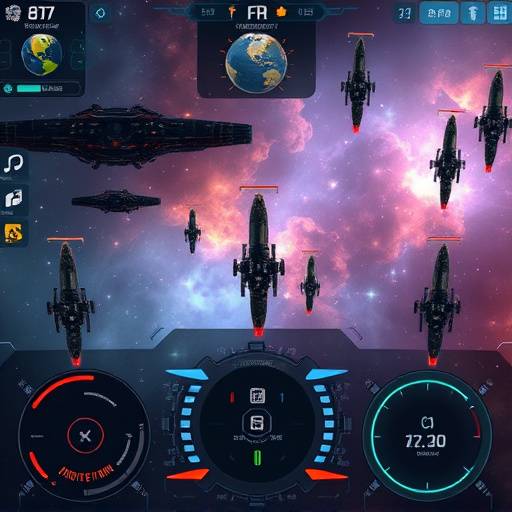 Screenshot of 'GalaxyFrontier', a space strategy game.